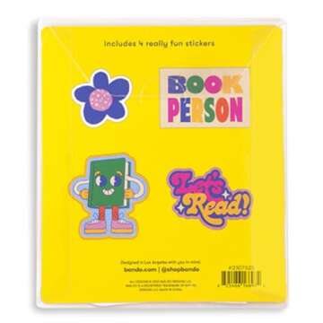 ban.do Colorful Vinyl Stickers, 4 Large Reading Stickers, Book Lovers Set