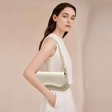 Keyli Shoulder Bag for Women mini Crossbody Purses Retro Classic Handbag Waterproof Vegan Leather Clutch Tote Hobo Purse Designer Bags with Adjustable Strap Beige