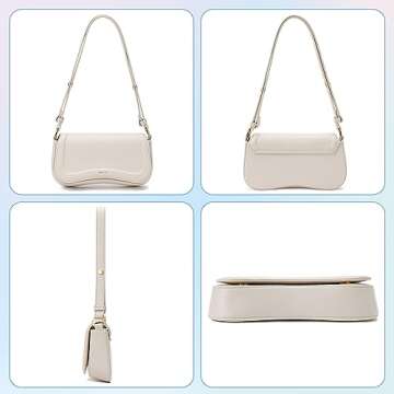 Keyli Shoulder Bag for Women mini Crossbody Purses Retro Classic Handbag Waterproof Vegan Leather Clutch Tote Hobo Purse Designer Bags with Adjustable Strap Beige