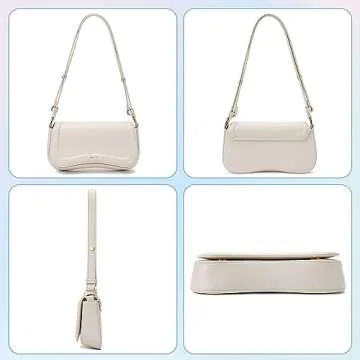 Keyli Shoulder Bag for Women mini Crossbody Purses Retro Classic Handbag Waterproof Vegan Leather Clutch Tote Hobo Purse Designer Bags with Adjustable Strap Beige