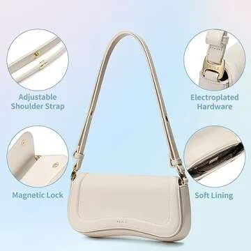 Keyli Shoulder Bag for Women mini Crossbody Purses Retro Classic Handbag Waterproof Vegan Leather Clutch Tote Hobo Purse Designer Bags with Adjustable Strap Beige