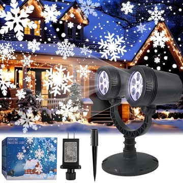 Christmas Projector Light Outdoor, Fagele Upgraded Dual-Head Snowflake Lights High Brightness LED Pr...