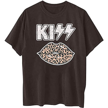 Avanova Women's Kiss Lip Graphic Oversized Tee in Black