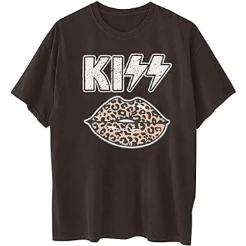 Avanova Women's Kiss Lip Graphic Oversized Tee in Black