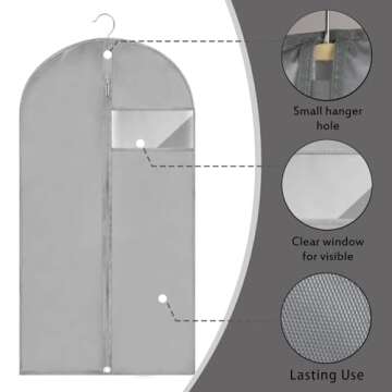 Fafish Dress Bags for Gowns Long,60'' Garment Bag Suit Bag for Closet Storage and Travel,Set of 2 (Black+Grey)