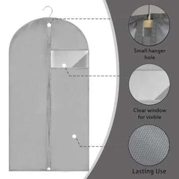 Fafish Dress Bags for Gowns Long,60'' Garment Bag Suit Bag for Closet Storage and Travel,Set of 2 (Black+Grey)