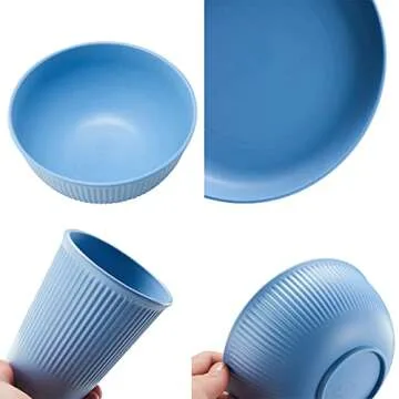 18pcs Wheat Straw Dinnerware Sets, HXYPN Unbreakable Reusable Dinnerware Set Kitchen Cups Plates and Bowls Sets Dishwasher Microwave Safe Plates