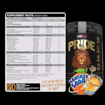 EHP Labs Pride Pre Workout Powder Energy Supplement - Sugar Free Preworkout for Men & Women, Energy Powder Boost Drink with BCAA - 280mg of Caffeine - Fantasy Soda (40 Servings)