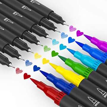 Mogyann Markers for Adult Coloring 72 Coloring Pens Dual Tip Brush Markers for Coloring Books