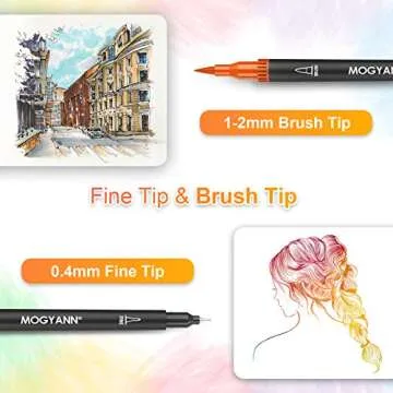 Mogyann Markers for Adult Coloring 72 Coloring Pens Dual Tip Brush Markers for Coloring Books