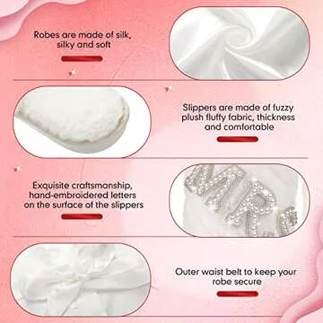 Mepase 2 Pcs Personalized Initial Bride Slippers and Bride Robe Mrs Slippers Bridal Robe Bridal Shower Gifts for Wedding Day(9-10,Heart)