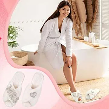 Mepase 2 Pcs Personalized Initial Bride Slippers and Bride Robe Mrs Slippers Bridal Robe Bridal Shower Gifts for Wedding Day(9-10,Heart)