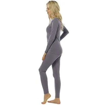 ViCherub 2 Sets Women's Thermal Underwear Set Long Johns with Fleece Lined Ultra Soft Top & Bottom Base Layer Thermals for Womens Black & Gray Small