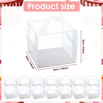 32 Pcs Clear Cake Box Transparent Bakery Boxes Plastic Cake Carrier with Lid and Handle Transparent ...