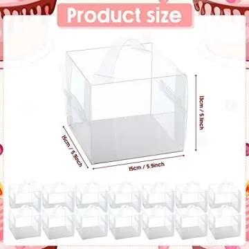 32 Pcs Clear Cake Box Transparent Bakery Boxes Plastic Cake Carrier with Lid and Handle Transparent ...