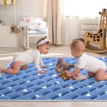 Premium Baby Play Mat 79" X 55", Thicken Foam One-Piece Crawling Mat, Extra Large Non-Slip Cushioned Activity Playmats for Babies, Toddlers, Infants, Play & Tummy Time