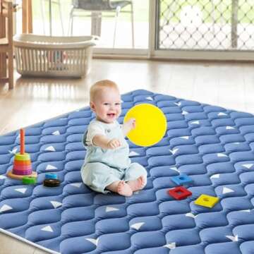 Premium Baby Play Mat 79" X 55", Thicken Foam One-Piece Crawling Mat, Extra Large Non-Slip Cushioned Activity Playmats for Babies, Toddlers, Infants, Play & Tummy Time