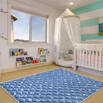 Premium Baby Play Mat 79" X 55", Thicken Foam One-Piece Crawling Mat, Extra Large Non-Slip Cushioned Activity Playmats for Babies, Toddlers, Infants, Play & Tummy Time