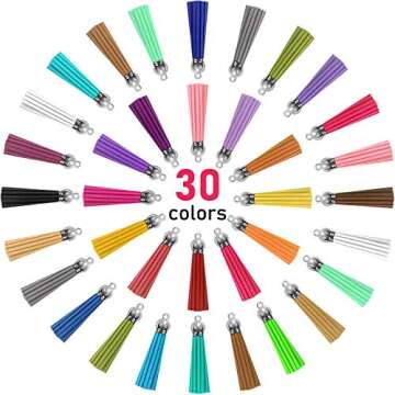 Paxcoo 120Pcs Keychain Tassels: Colorful Leather Charms for Crafting