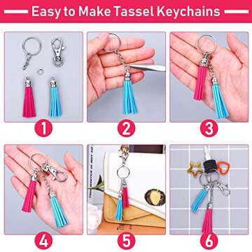 Paxcoo 120Pcs Keychain Tassels for DIY Crafts