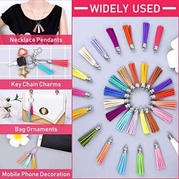 Paxcoo 120Pcs Keychain Tassels for DIY Crafts
