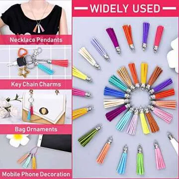 Paxcoo 120Pcs Keychain Tassels for DIY Crafts