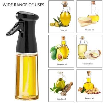 Honbuty Olive Oil Sprayer for Cooking, 200ml Glass Oil Dispenser Bottle Spray Mister, Refillable Food Grade Oil Vinegar Spritzer Sprayer Bottles for Kitchen, Air Fryer, Salad, Baking