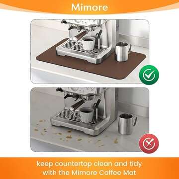 Mimore Coffee Mat - 12x19 Inch Brown Coffee Bar Mat for Countertop - Absorbent, Hides Stains, Rubber Backed - Coffee Bar Accessories Dish Drying Mat Fit Under Coffee Maker Espresso Machine