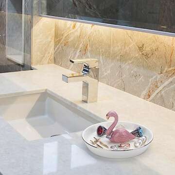 ERDOGLY Flamingo Ring Holder for Jewelry Dish, Trinket Tray Flamingo Gifts for Women Teen Girls, Pin...