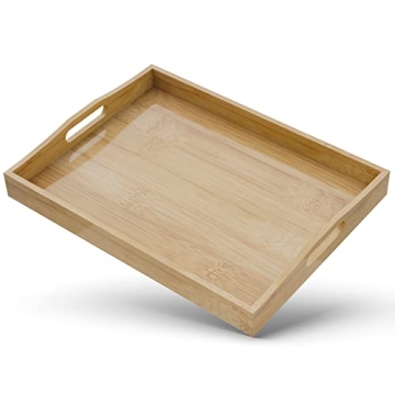 HEITICUP Premium Bamboo Serving Tray – Eco-Friendly Table Centerpiece and Serving Solution