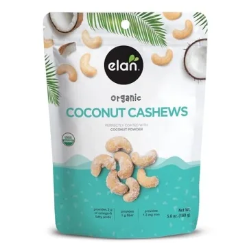 Elan Organic Coconut Cashews 5.6oz - Healthy, Crunchy Snack Made with Organic Ingredients