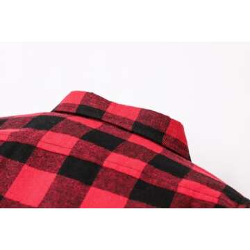 Baby Boys Flannel Plaid Shirt Long Sleeve Button Down Shirt Tops, 1# Red Black, 12-18 Months = Tag 80