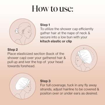 Kitsch Luxury Shower Caps for Women Reusable Waterproof - Large Shower Cap for Women and Men, Non-slip, Quick-dry Hair Cap for Long & Short Hair, Comfortable and Stylish Design - Blush Dot)