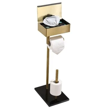 Day Moon™ Gold Toilet Paper Holder Free Standing Toilet Paper Holder with Storage - Toilet Paper S...
