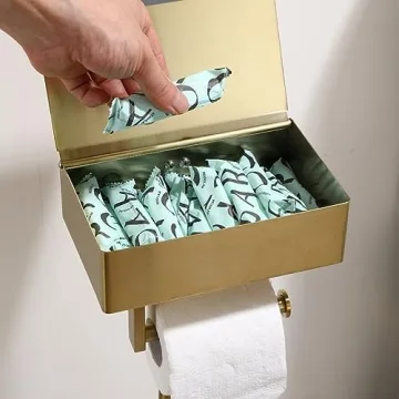 Stylish Day Moon™ Gold Toilet Paper Holder with Storage