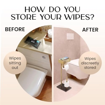 Stylish Day Moon™ Gold Toilet Paper Holder with Storage