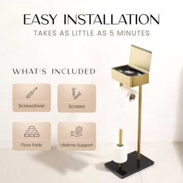 Stylish Day Moon™ Gold Toilet Paper Holder with Storage