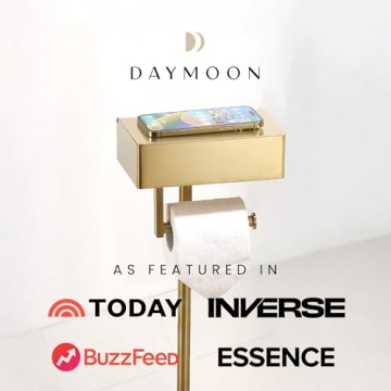 Stylish Day Moon™ Gold Toilet Paper Holder with Storage