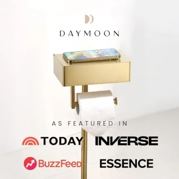 Stylish Day Moon™ Gold Toilet Paper Holder with Storage