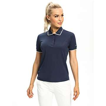 Hiverlay Women Golf Shirts Polo Shirts for Women UPF 50+ Lightweight Quick-Dry Collared Tennis Daily Shirts Work Tops Blue S