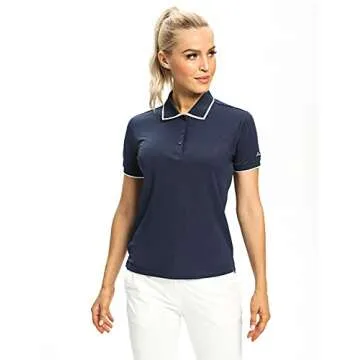 Hiverlay Women Golf Shirts Polo Shirts for Women UPF 50+ Lightweight Quick-Dry Collared Tennis Daily Shirts Work Tops Blue S