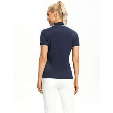 Hiverlay Women Golf Shirts Polo Shirts for Women UPF 50+ Lightweight Quick-Dry Collared Tennis Daily Shirts Work Tops Blue S
