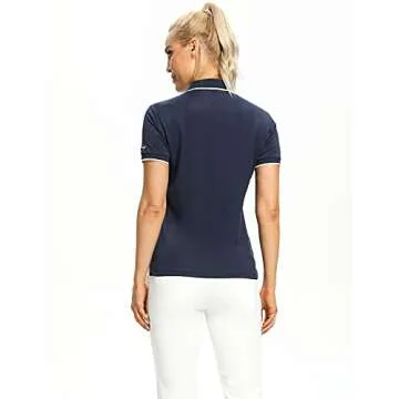 Hiverlay Women Golf Shirts Polo Shirts for Women UPF 50+ Lightweight Quick-Dry Collared Tennis Daily Shirts Work Tops Blue S