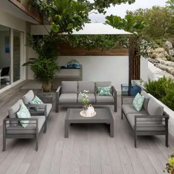 Solaste Aluminum Patio Furniture Set,7 Seats Modern Outdoor Conversation Set Sectional Sofa with Upg...