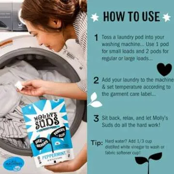 Molly's Suds Laundry Detergent Pods | Clean Detergent for Sensitive Skin | Ultra Concentrated and Stain Fighting | Unscented - 60 Count