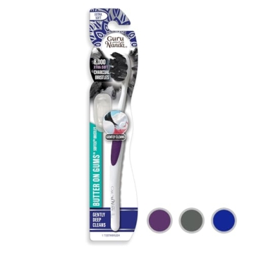 GuruNanda Butter on Gums Charcoal Toothbrush - 8,000+ Softex Bristles for Sensitive Teeth & Gums - B...