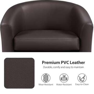 Yaheetech PU Leather Accent Chairs, Modern Barrel Chairs Side Chairs, Comfy Club Chairs with Soft Padded, 2 Chairs for Living Room/Bedroom/Reading Room, Espresso, Set of 2