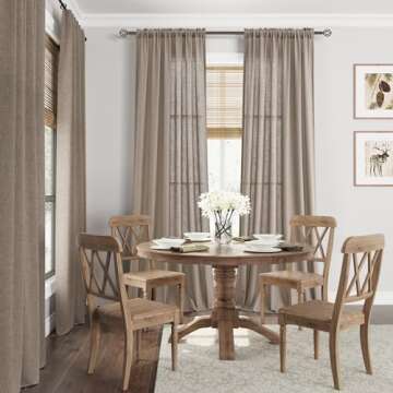 Guken Light Camel Linen Curtains 90 Inches Long 2 Panel Set Rod Pocket Semi Sheer Dining Room Cozy B...