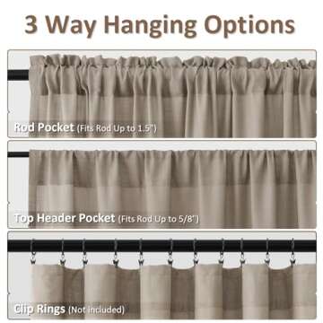 Guken Light Camel Linen Curtains 90 Inches Long 2 Panel Set Rod Pocket Semi Sheer Dining Room Cozy Bedroom Decor Cotton Look Country Rustic Farmhouse Boho Curtains 52x90