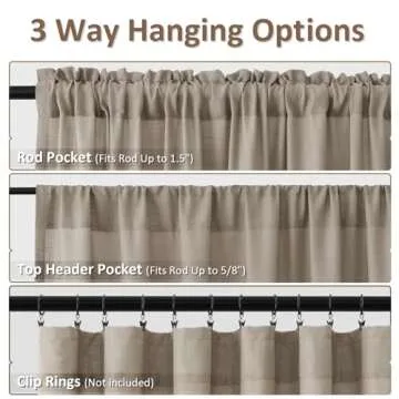 Guken Light Camel Linen Curtains 90 Inches Long 2 Panel Set Rod Pocket Semi Sheer Dining Room Cozy Bedroom Decor Cotton Look Country Rustic Farmhouse Boho Curtains 52x90